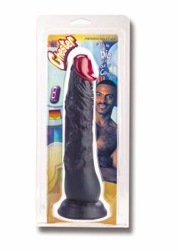 Pene realistico de 8'' y base con ventosa. Color negro