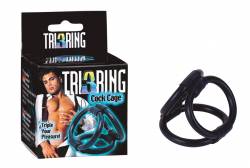 TRI RING COCK CAGE BLACK