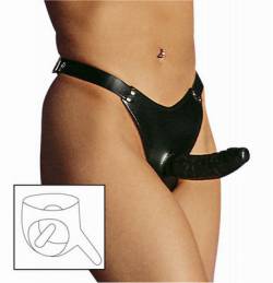 Leder Slip mit Doppelpenis S-L
