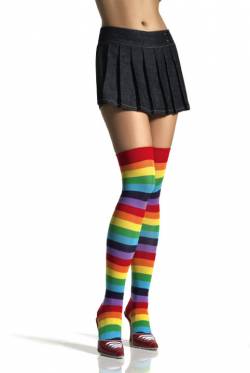 Rainbow Striped Thigh Highs